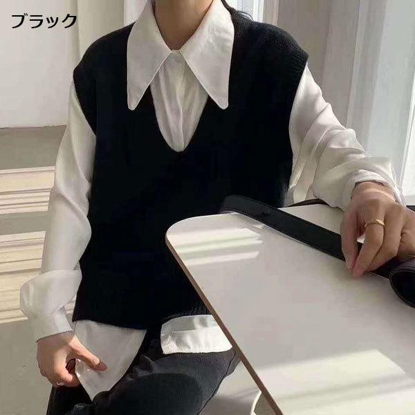 ニット ベスト レディース セータートップス レイヤード Vネック ノースリーブ あったか ゆったり 送料無料 春コーデ 秋コーデ |  | 03