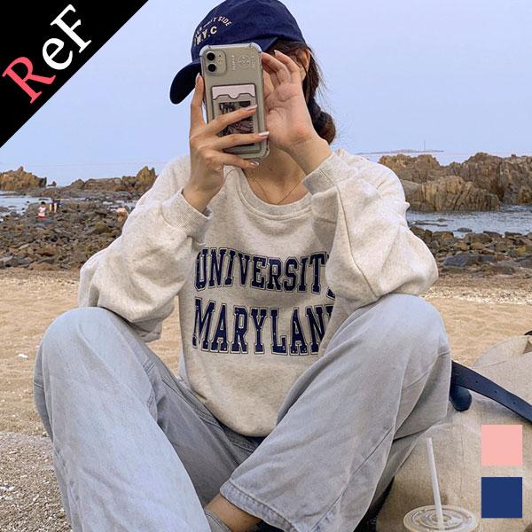 スゥェット トレーナー 薄手 レディース ロンT ロングTシャツ 英字ロゴ カレッジスウエット プルオーバー トップス 長袖 送料無料 | 