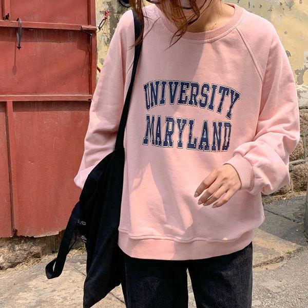 スゥェット トレーナー 薄手 レディース ロンT ロングTシャツ 英字ロゴ カレッジスウエット プルオーバー トップス 長袖 送料無料 |  | 02