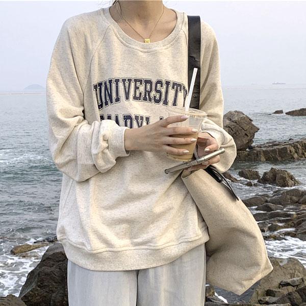 スゥェット トレーナー 薄手 レディース ロンT ロングTシャツ 英字ロゴ カレッジスウエット プルオーバー トップス 長袖 送料無料 |  | 08