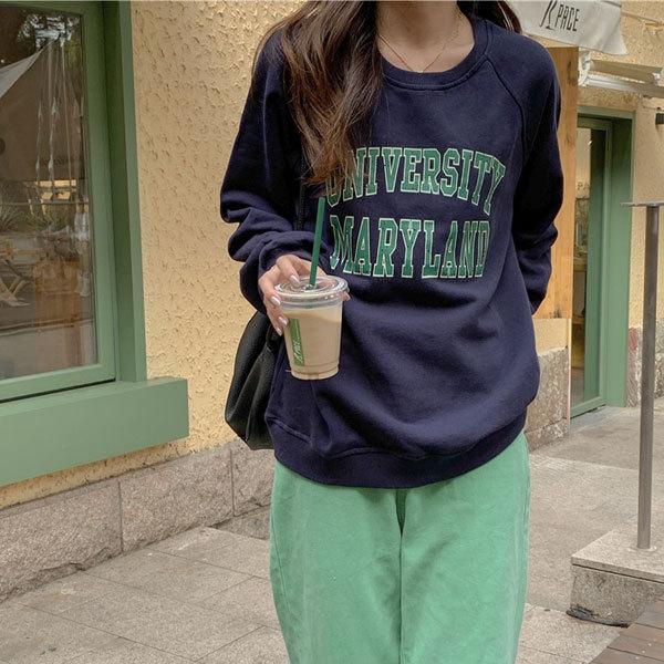 スゥェット トレーナー 薄手 レディース ロンT ロングTシャツ 英字ロゴ カレッジスウエット プルオーバー トップス 長袖 送料無料 |  | 01