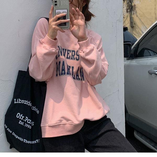 スゥェット トレーナー 薄手 レディース ロンT ロングTシャツ 英字ロゴ カレッジスウエット プルオーバー トップス 長袖 送料無料 |  | 09