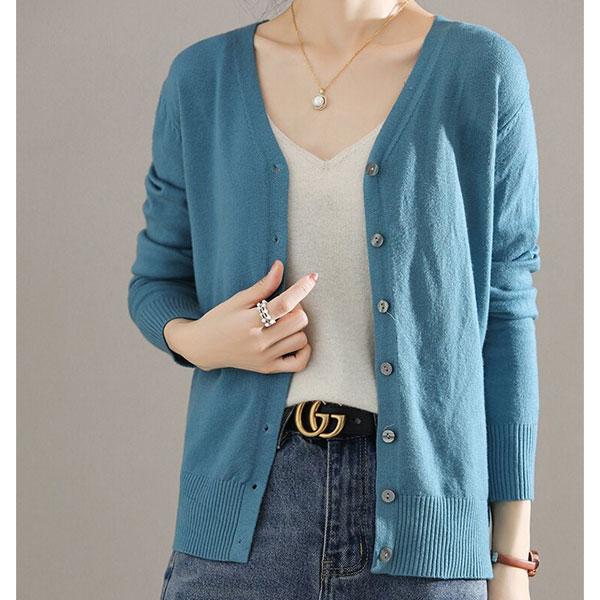 カーディガン 薄手 軽量 レディース カーデ 羽織り Vネック カラーニット 送料無料 |  | 18