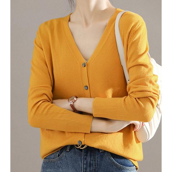 カーディガン 薄手 軽量 レディース カーデ 羽織り Vネック カラーニット 送料無料 |  | 21