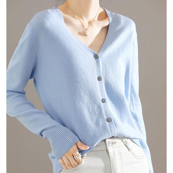 カーディガン 薄手 軽量 レディース カーデ 羽織り Vネック カラーニット 送料無料 |  | 22