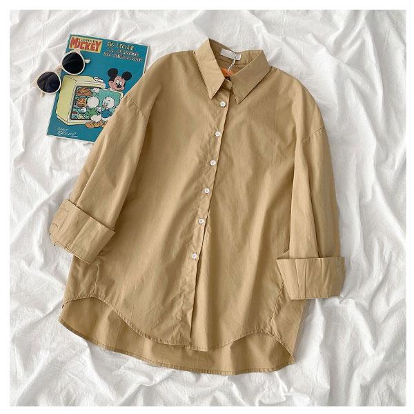 在庫処分 シャツ レディース カラーシャツ 長袖 無地 羽織り カジュアルシャツ |  | 05