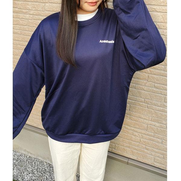 レディース ロングＴシャツ ロンT スゥェット トレーナー 英字ロゴ トップス 大きいサイズ ゆったり ネイビー 送料無料 |  | 04