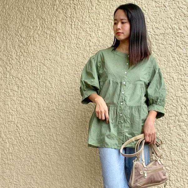 シャツ チュニック ブラウス レディース リネン風シャツ 五分袖 無地 羽織り カジュアルシャツ 送料無料 |  | 02