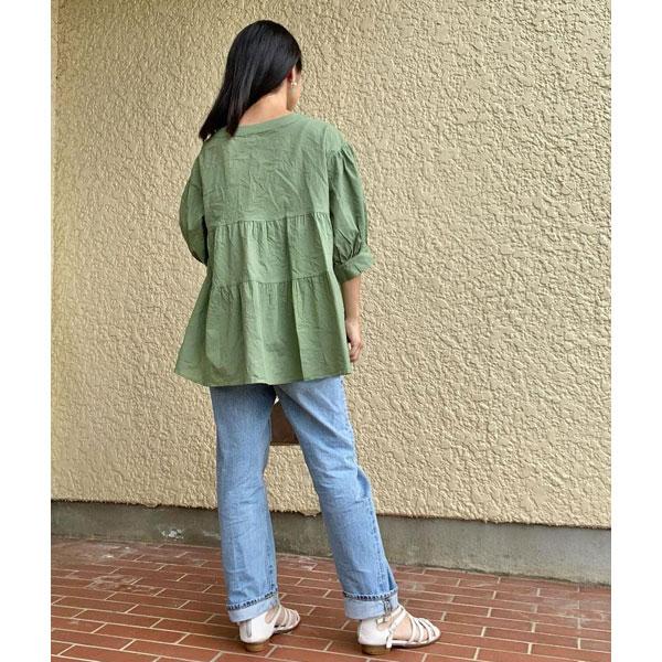 シャツ チュニック ブラウス レディース リネン風シャツ 五分袖 無地 羽織り カジュアルシャツ 送料無料 |  | 06