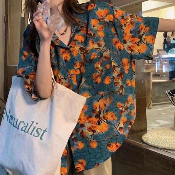 柄シャツ 派手シャツ グリーン アロハシャツ レディース リゾート シャツ アロハ トップス 半袖 羽織り |  | 03