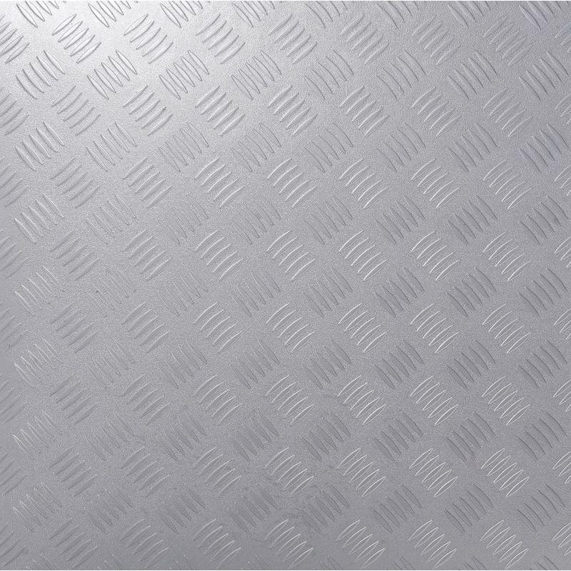 ISL　チェッカープレートタイル　PVC製縞鋼板　ガレージ　45.7×45.7cm　フロアタイル　スモークグレー　24枚セット　3mm厚　D