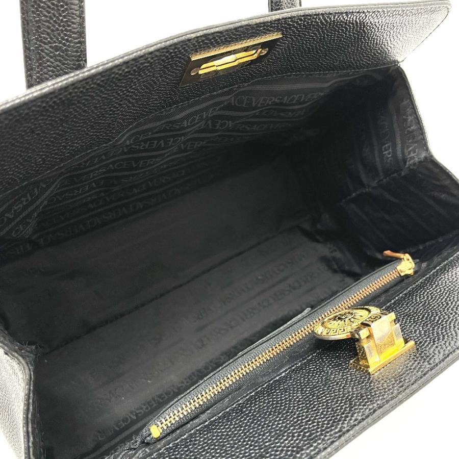 VERSACE ヴェルサーチ サンバースト ２段 バニティ ハンドバッグ レザー レディース ブラック×ゴールド金具 |  | 10