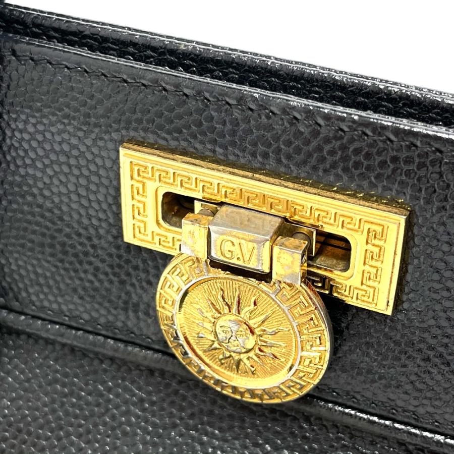 VERSACE ヴェルサーチ サンバースト ２段 バニティ ハンドバッグ レザー レディース ブラック×ゴールド金具 |  | 06