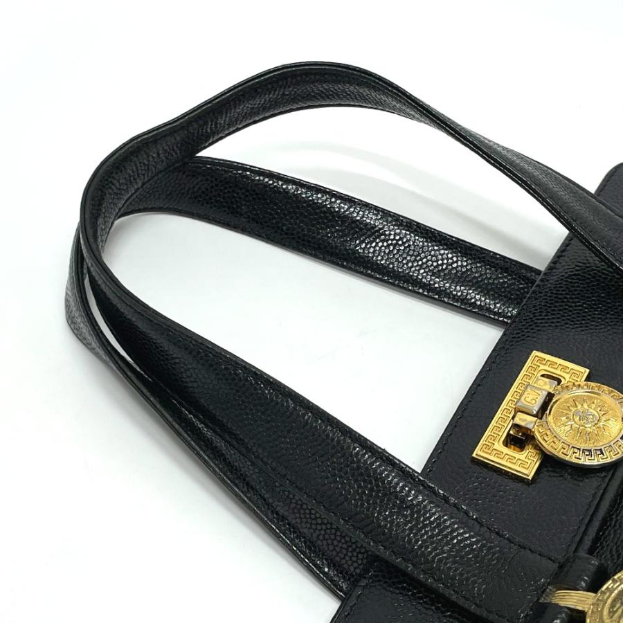 VERSACE ヴェルサーチ サンバースト ２段 バニティ ハンドバッグ レザー レディース ブラック×ゴールド金具 |  | 08