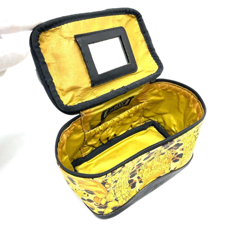VERSACE ヴェルサーチ レオパード ハンドバッグ バニティバッグ PVC/レザー レディース イエロー×ブラック |  | 07