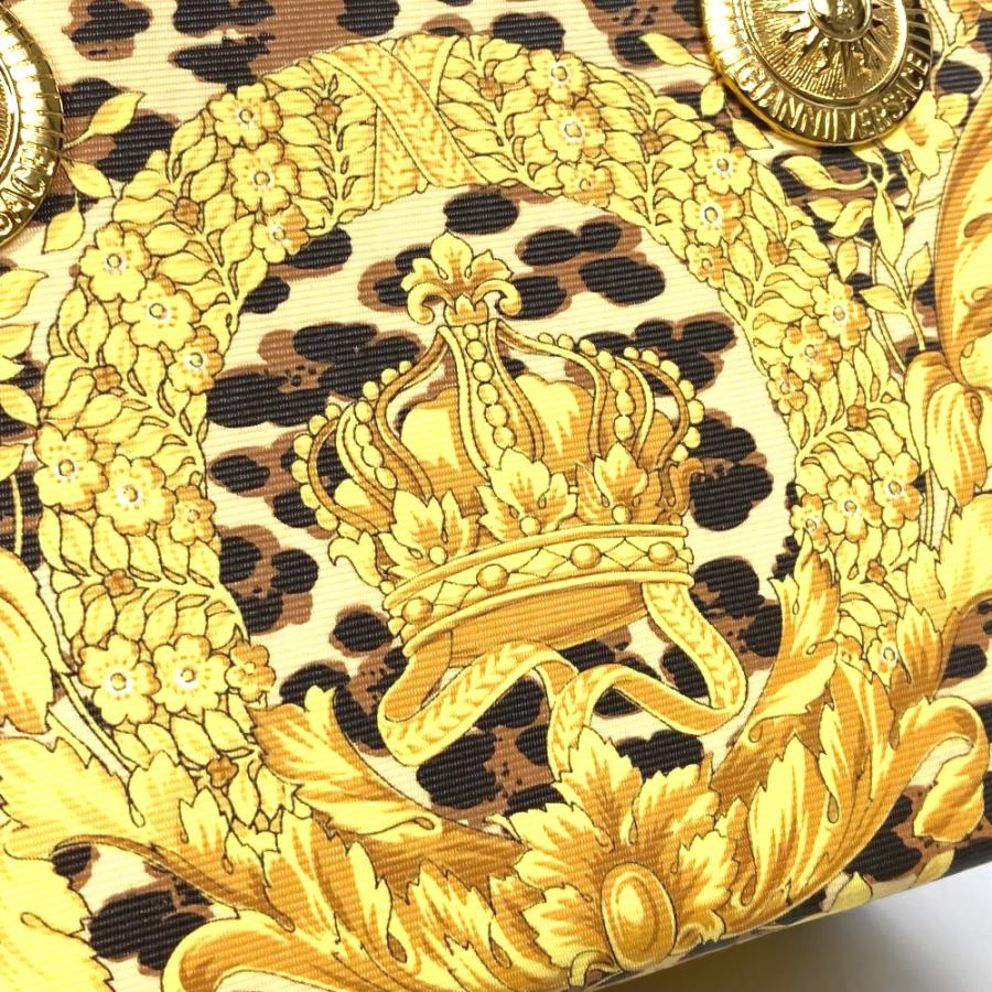 VERSACE ヴェルサーチ サンバースト バニティバッグ レオパード 豹柄 ヒョウ ハンドバッグ PVC/レザー イエロー レディース【中古】｜reference｜05