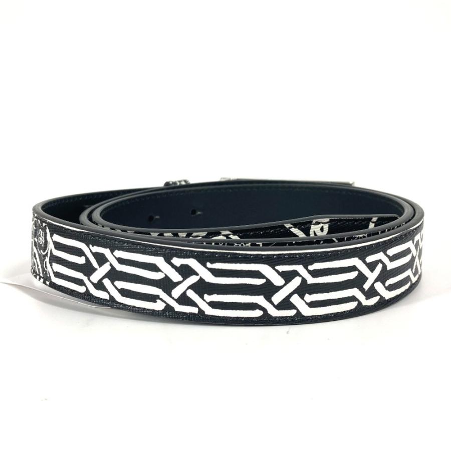 新品同様 VERSACE ヴェルサーチ ロゴ バイカラー ベルト ブラック  