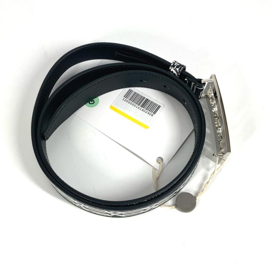 新品同様 VERSACE ヴェルサーチ ロゴ バイカラー ベルト ブラック  