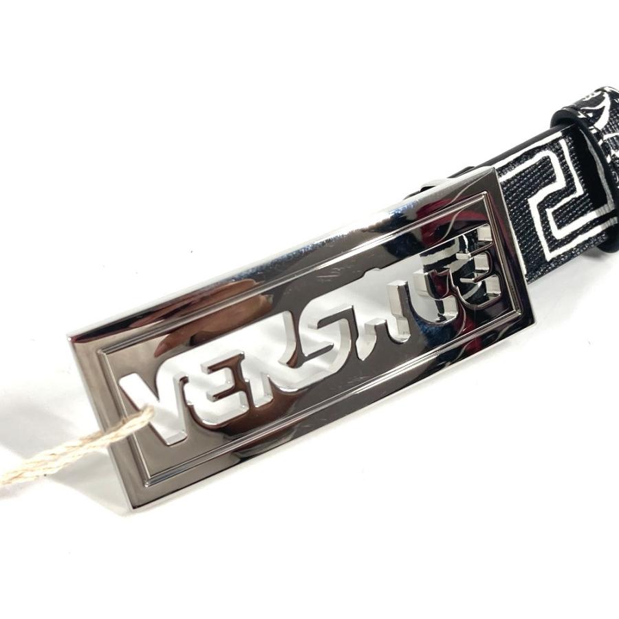 新品同様 VERSACE ヴェルサーチ ロゴ バイカラー ベルト ブラック  