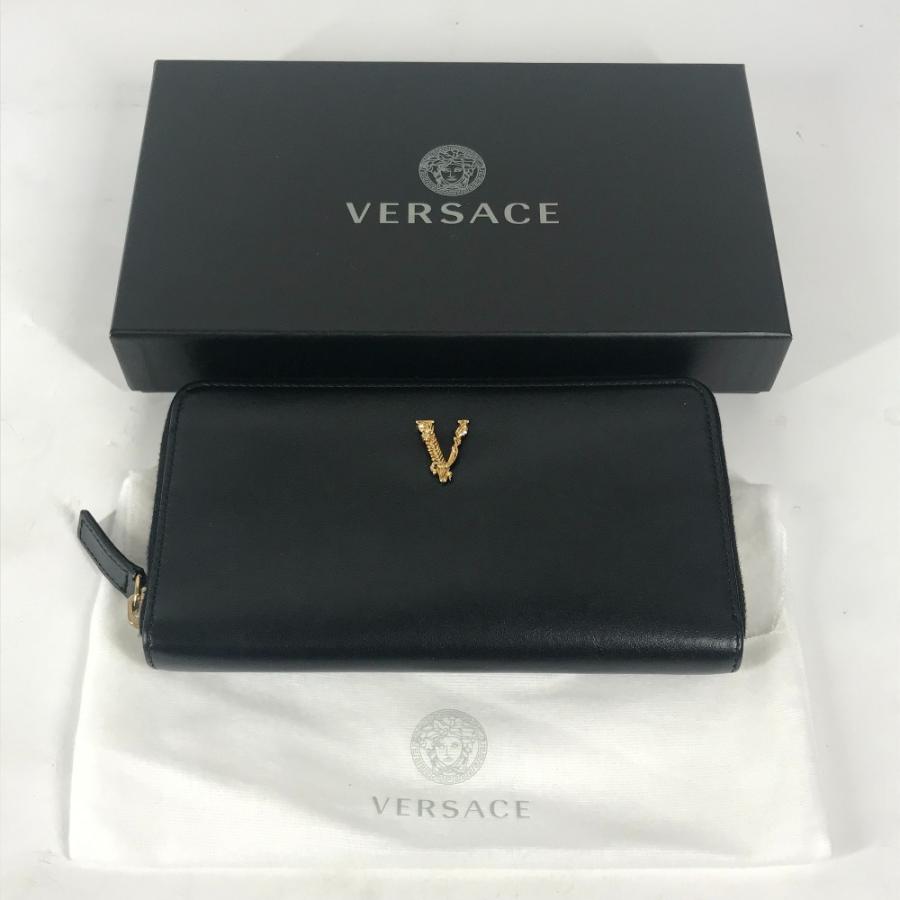 VERSACE ヴェルサーチ Vロゴ ラウンドファスナー ロング VERSACE ヴェルサーチ Vロゴ ラウンドファスナー ロング