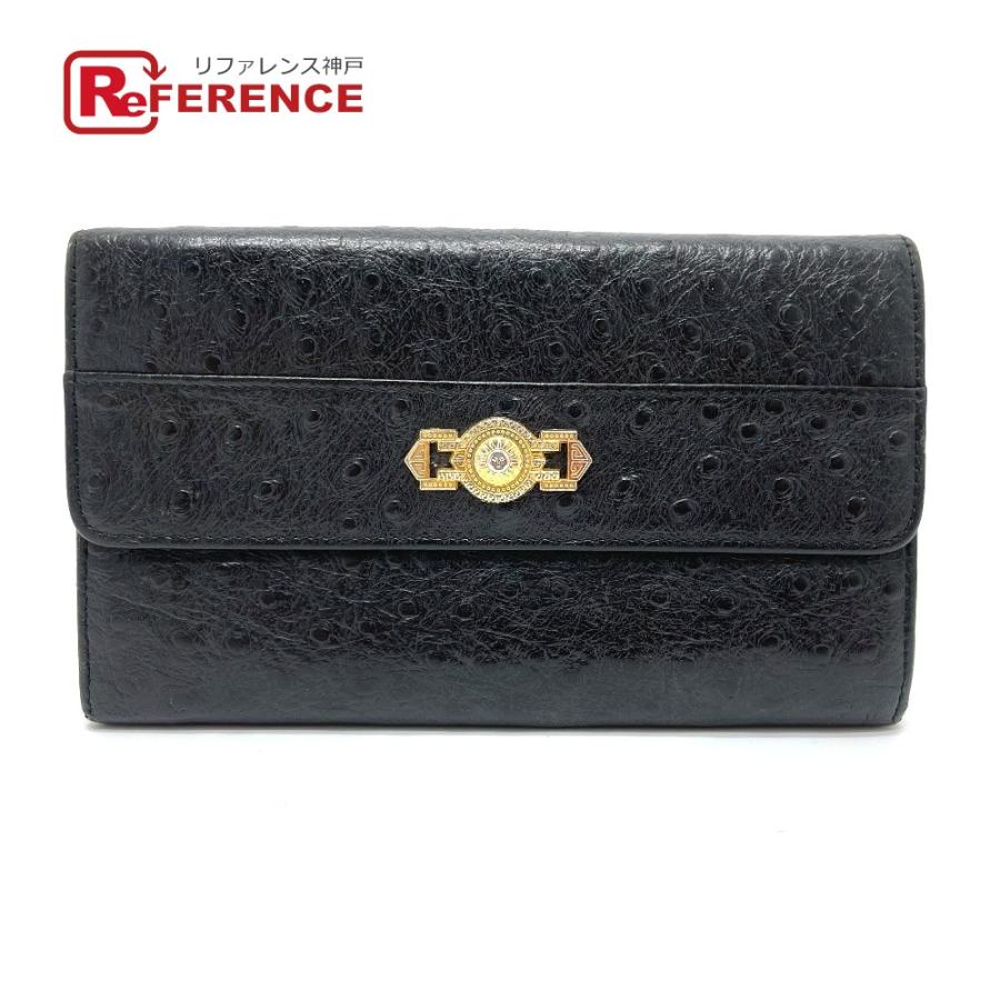 VERSACE ヴェルサーチ オーストリッチレザー サンバースト ロングウォレット 長財布 オーストリッチ ゴールド金具  :104070-19382-3:リファレンス コレクション - 通販 - Yahoo!ショッピング