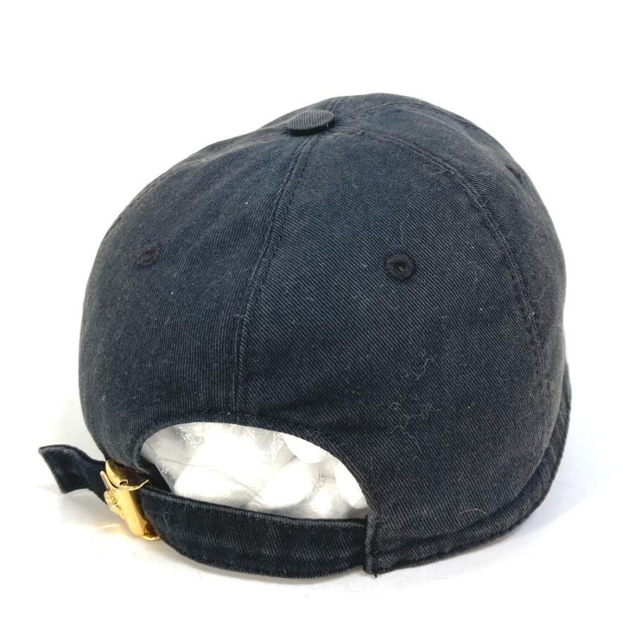 VERSACE 黒 レザー キャップ VERSACE ヴェルサーチ ロゴ 帽子 キャップ帽 キャップ コットン