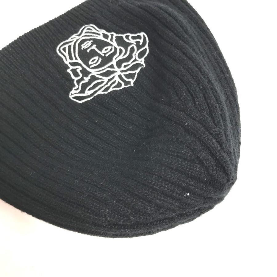 ヴェルサーチ　メデューサ刺繍ビーニー ネイビー ヴェルサーチ メデューサ刺繍ビーニー ネイビー メドゥーサ '95