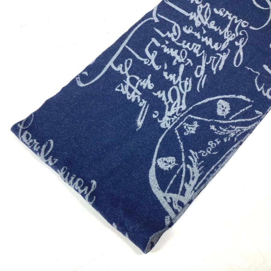 ベルルッティ　Berluti バイカラー　マフラー　カリグラフィー 美品 Berluti ベルルッティ ロゴ カリグラフィー フリンジ バイカラー