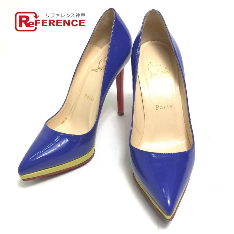 美品 Christian Louboutin クリスチャンルブタン 1110971 トリコロール エナメル パンプス パテントレザー ブルー×レッド×イエロー【中古】 | Christian Louboutin