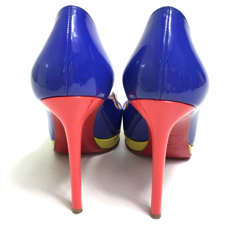 美品 Christian Louboutin クリスチャンルブタン 1110971 トリコロール エナメル パンプス パテントレザー ブルー×レッド×イエロー【中古】｜reference｜04