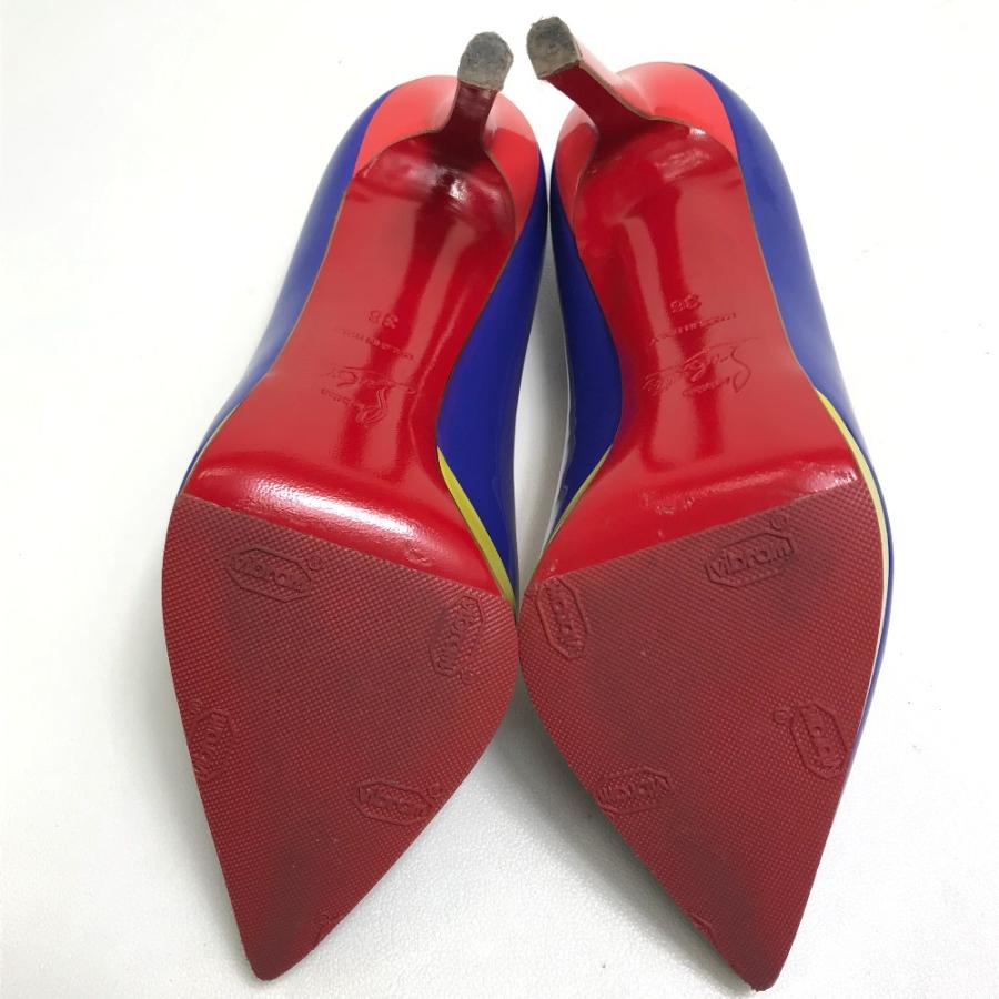 美品 Christian Louboutin クリスチャンルブタン 1110971 トリコロール エナメル パンプス パテントレザー ブルー×レッド×イエロー【中古】 | Christian Louboutin | 04