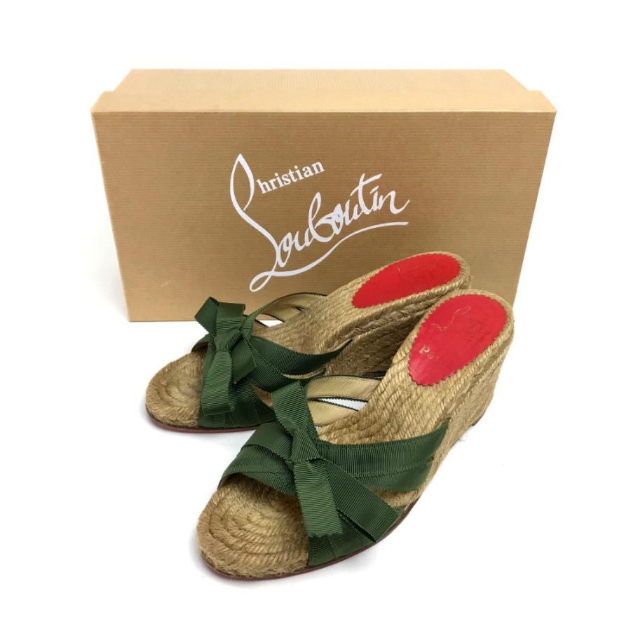 Christian Louboutin クリスチャンルブタン ウェッジソール ミュールサンダル リボン サンダル 麻 レディース | Christian Louboutin | 10