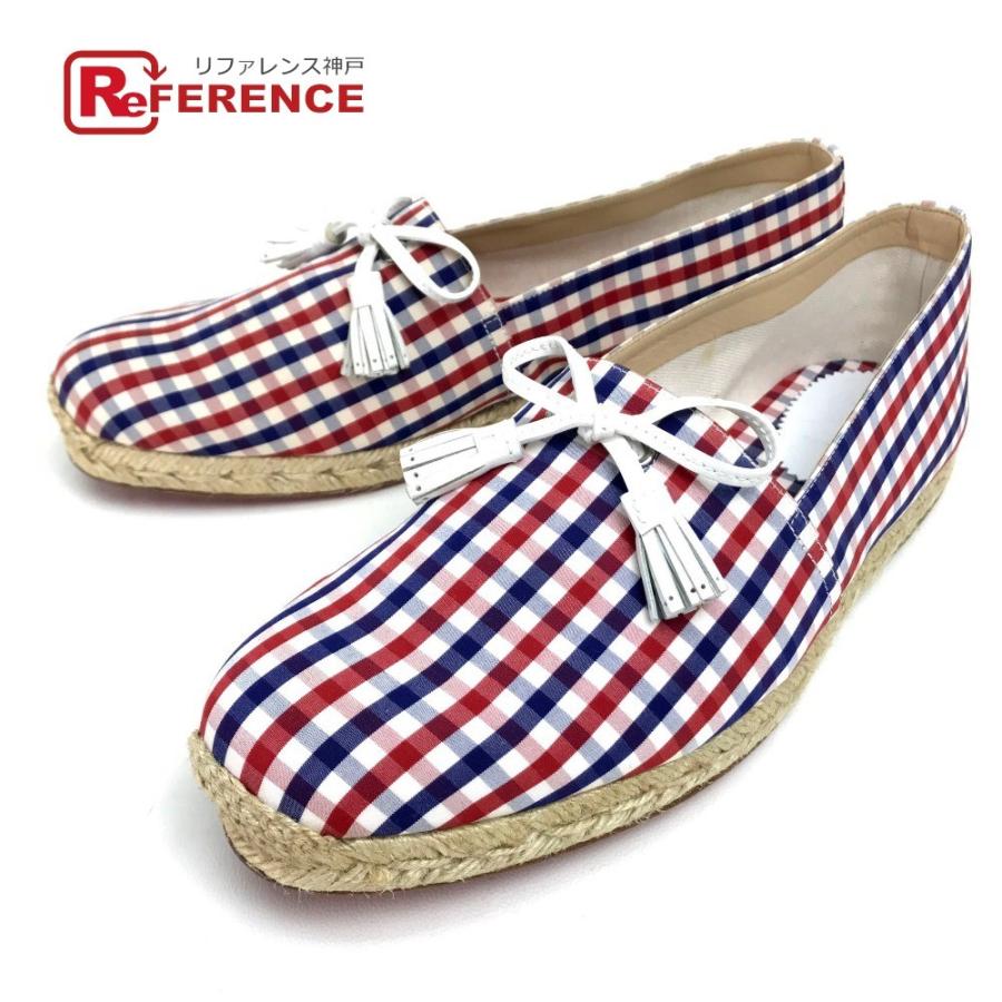 未使用 Christian Louboutin クリスチャンルブタン ローファー 6324 85 未使用 チェック リボン エスパドリーユ リボン 麻 ファッション メンズ 6324 85 リファレンス コレクション 予約取寄の