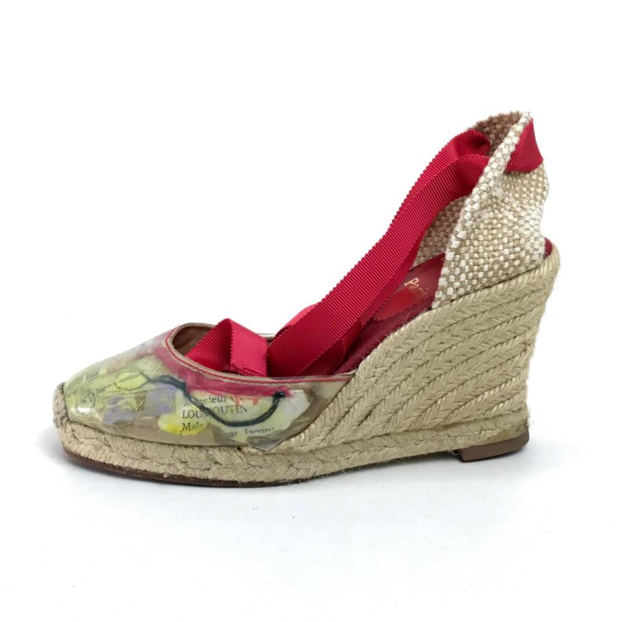 Christian Louboutin クリスチャンルブタン TRASH トラッシュ リボン レースアップ ウェッジソール ラウンドトゥ ヒール サンダル【中古】 | Christian Louboutin | 01