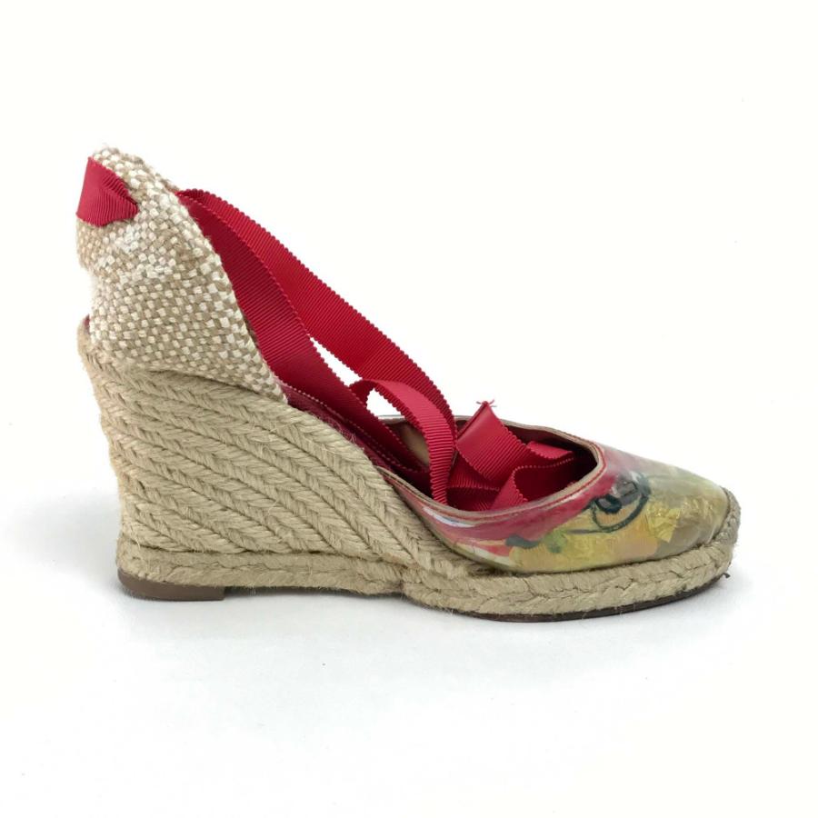 Christian Louboutin クリスチャンルブタン TRASH トラッシュ リボン レースアップ ウェッジソール ラウンドトゥ ヒール サンダル【中古】 | Christian Louboutin | 02