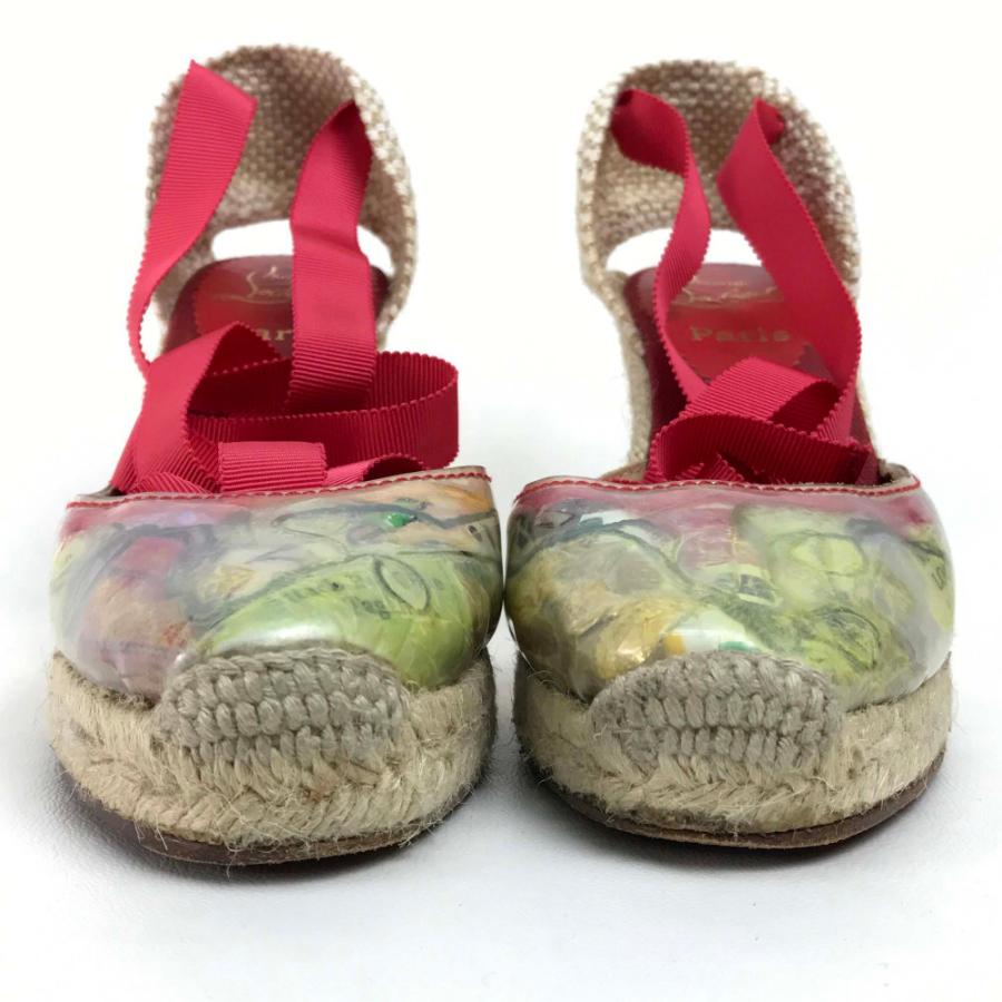 Christian Louboutin クリスチャンルブタン TRASH トラッシュ リボン レースアップ ウェッジソール ラウンドトゥ ヒール サンダル【中古】 | Christian Louboutin | 04
