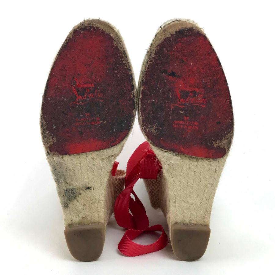 Christian Louboutin クリスチャンルブタン TRASH トラッシュ リボン レースアップ ウェッジソール ラウンドトゥ ヒール サンダル【中古】 | Christian Louboutin | 06