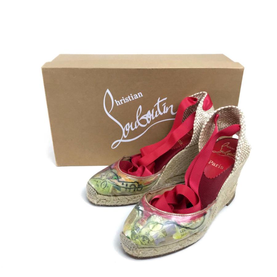 Christian Louboutin クリスチャンルブタン TRASH トラッシュ リボン レースアップ ウェッジソール ラウンドトゥ ヒール サンダル【中古】 | Christian Louboutin | 08