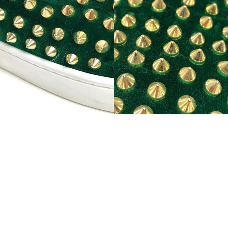 Christian Louboutin クリスチャンルブタン ローラーボート スリッポン 靴 シューズ ベロア スタッズ スニーカー グリーン メンズ【中古】 | Christian Louboutin | 11