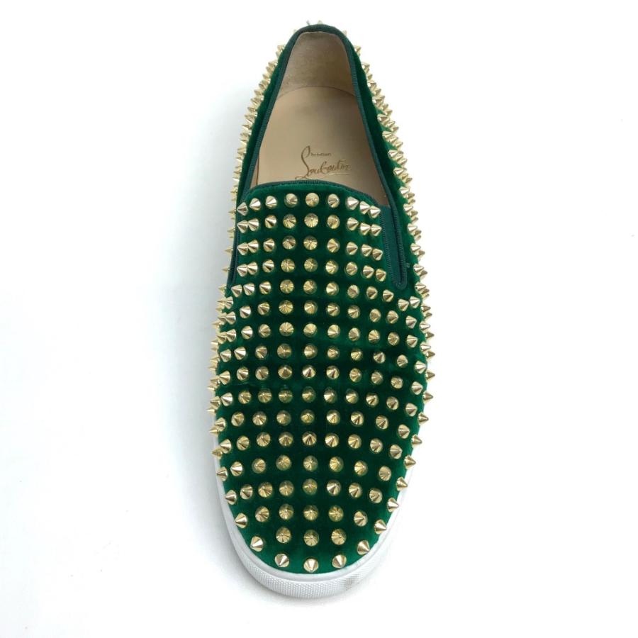Christian Louboutin クリスチャンルブタン ローラーボート スリッポン 靴 シューズ ベロア スタッズ スニーカー グリーン メンズ【中古】 | Christian Louboutin | 03