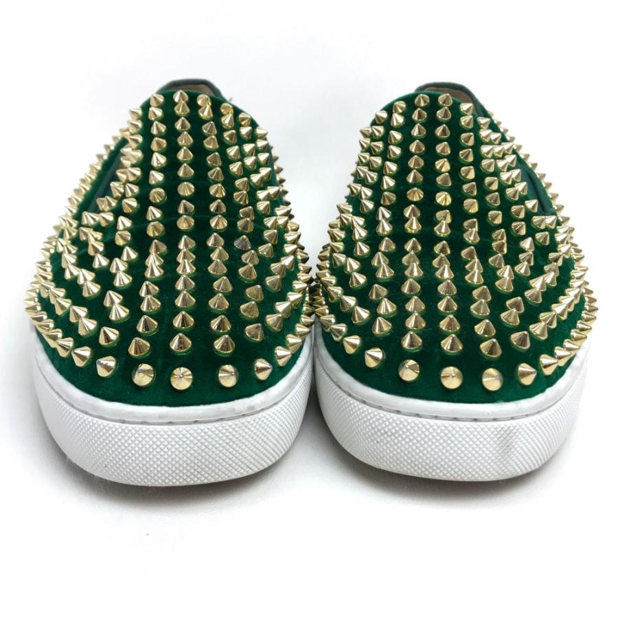 Christian Louboutin クリスチャンルブタン ローラーボート スリッポン 靴 シューズ ベロア スタッズ スニーカー グリーン メンズ【中古】 | Christian Louboutin | 06