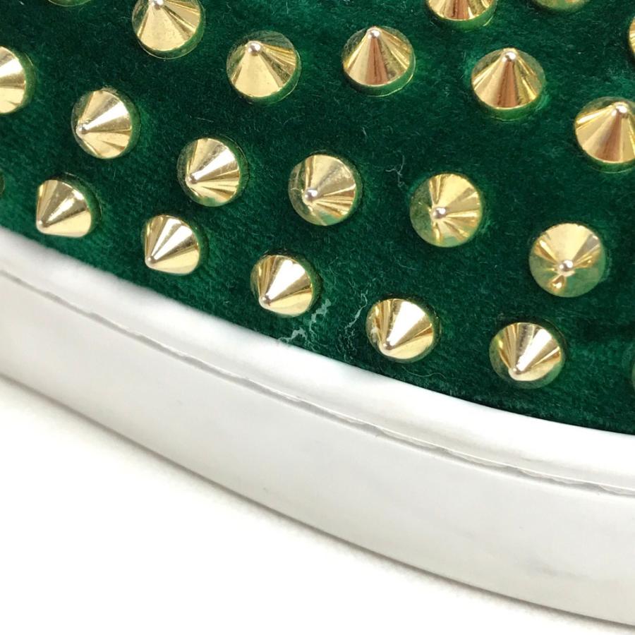 Christian Louboutin クリスチャンルブタン ローラーボート スリッポン 靴 シューズ ベロア スタッズ スニーカー グリーン メンズ【中古】 | Christian Louboutin | 08