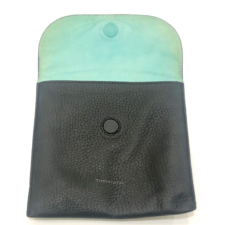 TIFFANY&Co. ティファニー 小物 雑貨 小物収納 マルチポーチ ロゴ スクエア フラット ポーチ ブラック レディース【中古】 | TIFFANY&Co. | 08