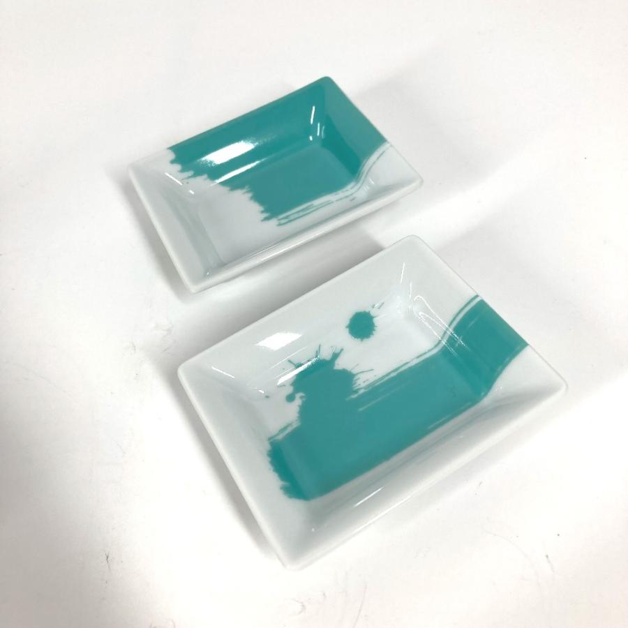 Tiffany &amp; Co. - ティファニー TIFFANY&amp;Co. ヴィドポシェ 灰皿 カラーブロック ミニ アッシュトレイ 2つセット ペア 灰皿 陶器 ブルー 未使用 TIFFANY&Co. ティファニー カラーブロック ミニ アッシュトレイ
