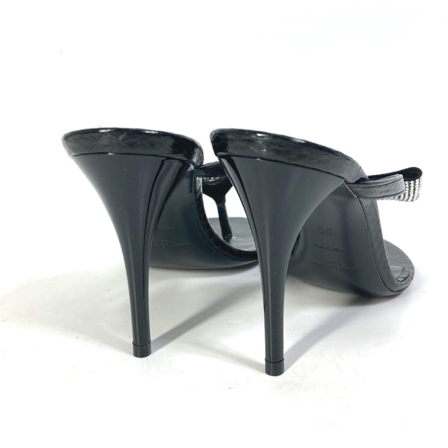 新品同様 SAINT LAURENT PARIS サンローランパリ 606419 リボン りぼん スワロフスキー 靴 ヒール ミュール サンダル ブラック【中古】 |  | 04