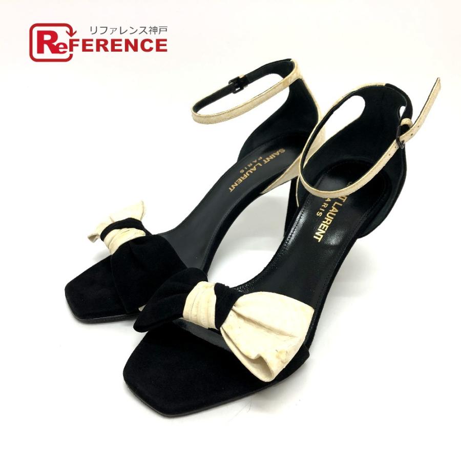 未使用 SAINT LAURENT PARIS サンローランパリ 521499 バイカラー ストラップ パンプス ブラック レディース【中古 ...
