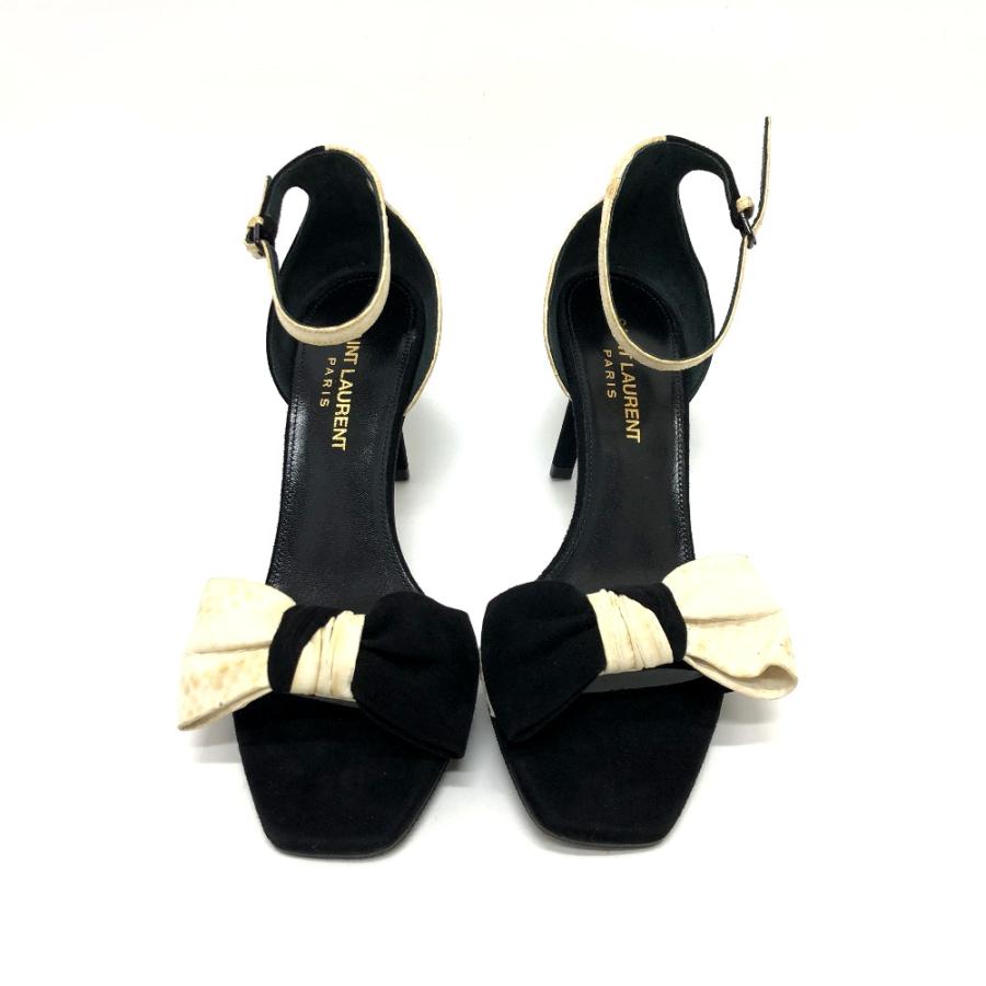 未使用 SAINT LAURENT PARIS サンローランパリ 521499 バイカラー ストラップ パンプス ブラック レディース【中古 ...