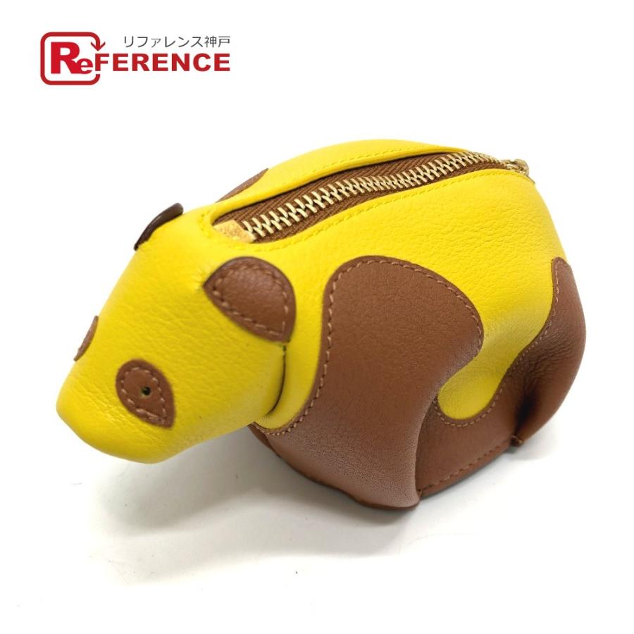 LOEWE ロエベ パンダ コインケース レザー イエロー×ブラウン ユニ
