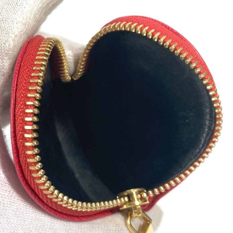 極美品】LOEWE ケース 小銭入れ ハート レザー ロゴ金具 パープル 極美