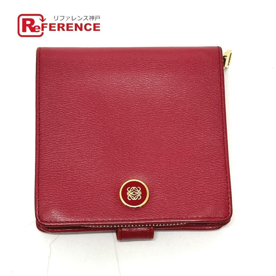 LOEWE ロエベ ロゴ 2つ折り財布 レッド レディース【中古】 | LOEWE